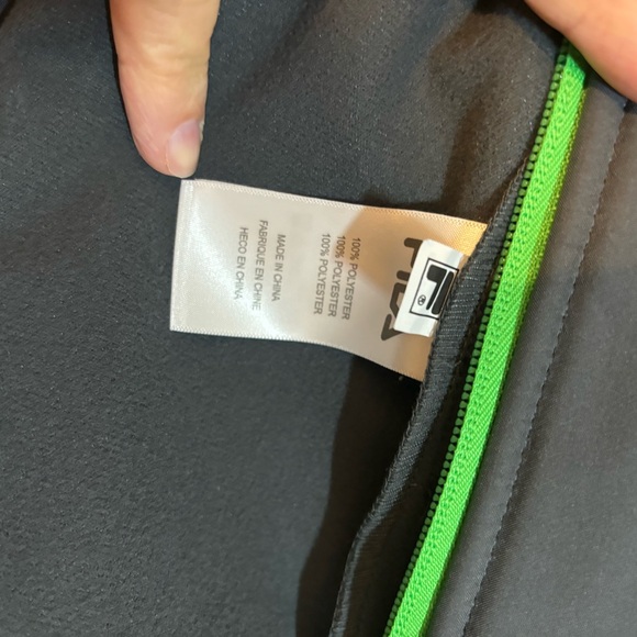 Fila track jacket, gray with neon green, men’s XL - Picture 5 of 8